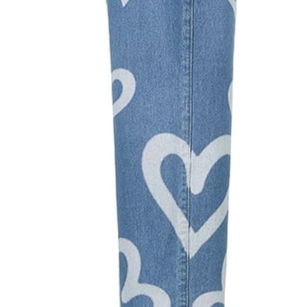 L New Without Tags Valentine's Feminine Heart Pattered Jeans - Picture 2 of 2